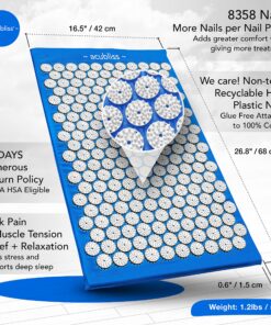 Acubliss Acupressure Mat, 8,358 Acupuncture Pressure Points for Back Pain Relief, Increased Energy, Relaxation, FSA/HSA Eligible with Drawstring Bag, 26x16x1, Blue 7 91wSY2sp9EL