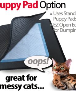 JUMBO SIZE Size Cat Litter Trapper by iPrimio - EZ Clean (Black) - 32 inches by 30 inches Exclusive Water Proof Layer and Puppy Pad Option. Patent Pending. (Sticker Label Peels Off) 32x30 - Black 28 91wT1ZH5UrL