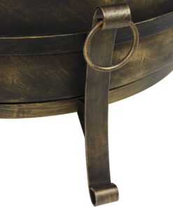 Sunnydaze 34-Inch Cauldron Style Outdoor Fire Pit Bowl with Spark Screen, Log Poker, and Wood Grate - Dark Bronze Finish 34 in 26 91wUFpdmtEL