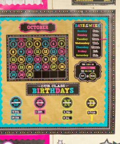Teacher Created Resources TCR5615 Chalkboard Brights Calendar Bulletin Board Set, Paper, Multi 17 91wfamT9aQL