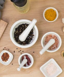 HIC Kitchen Mortar and Pestle Set, Fine-White Porcelain, 3 Sizes, Grinding, Spice Crusher, Pill Grinder, Nut Butter, Herb Paste Maker, Heat Resistant, Lead-Free, Cadmium-Free, Dishwasher Safe 11 91whBYD8tFL