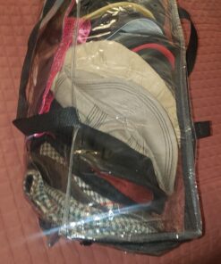 Houseables Baseball Cap Storage Bag, Hat Organizer Case, 23" x 6" x 8", Clear Plastic, Caps Holder, Moisture & Dust Proof, Black Handles, Box w/Zipper Closure, Stores & Racks 22 Hats, Dirt Protection 41 91wnDxISKuL 1