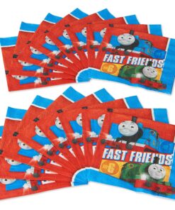 Multicolor Thomas All Aboard Luncheon Napkins ( 6.5" x 6.5" ) - Pack Of 16, Premium Quality & Eye-catching Design - Perfect For Themed Parties & Events Multicolor 8 91x2HeSqCaL
