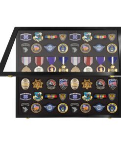 PENNZONI Large Medal Display Case - Award Display Case, Patches Display Cabinet Case, Acrylic Wall Display Case, Black w/ Black Felt 16 91x3qHRFTL