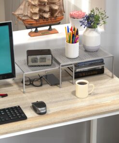 DecoBros Expandable Stackable Kitchen Cabinet and Counter Shelf Organizer,Silver Silver 30 91x9d 71w0L
