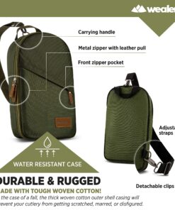 Camp Kitchen Cooking Utensil Set Travel Organizer Grill Accessories Portable Compact Gear for Backpacking BBQ Camping Hiking Travel Cookware Kit Water Resistant Case (Green 13 Piece Set) Green 25 91xH J28FML