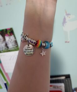 klmars Charm Bracelet Making Kit,Jewelry Making Supplies Beads,Unicorn/Mermaid Crafts Gifts Set for Girls Teens Age 5-12 52 91xSvizpsL