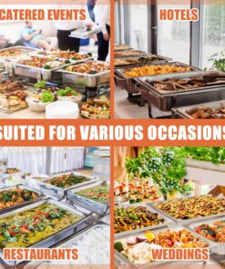 SUPER DEAL Stainless Steel Combo - 2 Round Chafing Dish + 2 Rectangular Chafers 13 91xURxGtNTL