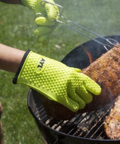 AYL Grilling Gloves, Heat Resistant Gloves BBQ Kitchen Silicone Oven Gloves, Safe Handling of Hot Food, Pots and Pans for Barbecue, Cooking, Baking - Internal Protective Cotton Layer 23 91xiX5ZWcFL
