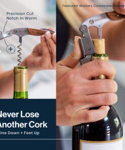 Hicoup Wine Opener - Professional Corkscrews for Wine Bottles w/Foil Cutter and Cap Remover - Manual Wine Key for Servers, Waiters, Bartenders and Home Use - Classic Rosewood 27 91xj8xKlUnL