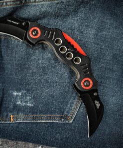 TAC Force TF-669 Series Assisted Opening Tactical Double-Blade Folding Knife, 5-1/4-Inch Closed Black 19 91xlYTMWGiL