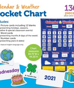 Learning Resources Calendar & Weather Pocket Chart - Classroom Calendar, Calendar and Weather Chart for Classroom, Teacher and Back to School Supplies 32 91xs38FPV7L 2