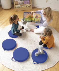 ECR4Kids SoftZone Floor Cushions, Round, Flexible Seating, Blue, 6-Piece 19 91xsuVL8KHL