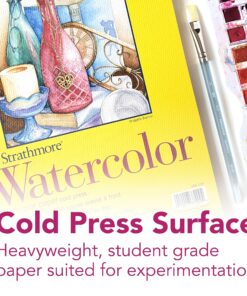 Strathmore 300 Series Watercolor Paper Pad, Tape Bound, 11x15 inches, 12 Sheets (140lb/300g) - Artist Paper for Adults and Students - Watercolors, Mixed Media, Markers and Art Journaling Tape Binding 13 91xyrCmW3lL