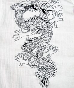 Men's White Dragon Shirt 100% Cotton Hippie Top Large 9 91y3xcpK7SL