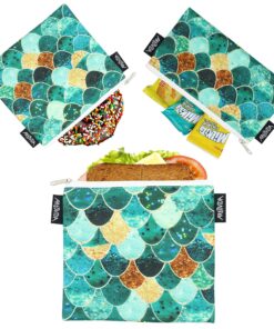 ARTOVIDA Artists Collective Reusable Lunch Baggies | Snack and Sandwich Bags with Zipper - Improved Dual Layer Design by Monika Strigel (Germany) "Really Mermaid" Monika Strigel - Really Mermaid 15 91y6f0bBRDL