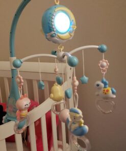 Baby Musical Crib Mobile with Timing Function Projector Lights,Stand-Along Rattles and 150 Melodies Music Box with Remote Control for Newborn 0-24 Months Blue 46 91yJAhuBkwL