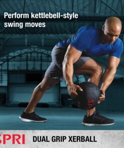 SPRI Xerball Medicine Ball with Handles - Weighted Ball for Exercise (6 lbs, 8, 10, 12, 14, 16, 18, 20 Pounds) - Med Ball for Abs, Core, Crossfit, Strength Training B) 8-Pound (Black) 8 91yTQ9rQJfL