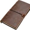 WANDERINGS Leather Travelers Notebook Refillable Travel Journal - Hand-Crafted Genuine Leather Journal for Writing, Poets, Travelers, as a Diary or Life Planner - Blank Inserts - 8.5x4.5in Unlined