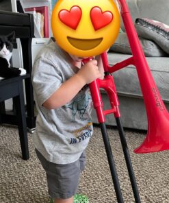pBone pInstrument Plastic Kids Mini Trombone - Mouthpiece and Carrying Bag- Eb Authentic Sound for Student & Beginner- Durable ABS Construction- Red 13 91yZwTlab7L 1