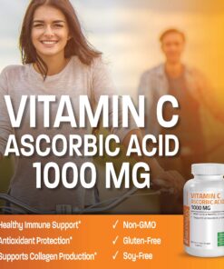Vitamin C 1000 mg Premium Non-GMO Ascorbic Acid - Maintains Healthy Immune System, Supports Antioxidant Protection - 250 Tablets 250 Count (Pack of 1) 16 91yeD4O7qhL