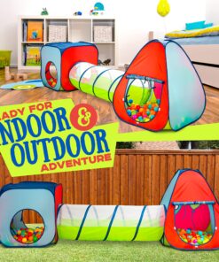 Kiddey Tunnel and Ball Pit Play Tent | 3pc Pop Up Toddler Gym Tunnels with Tents for Kids, Toddlers, Infants Boys & Girls | Indoor & Outdoor Gift Game | Baby Crawling Pits for Playground 3 Pc. Play Tent 22 91yfgMYWXyL