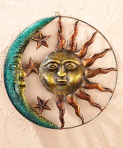 Alternative view of Collections Etc Artistic Sun and Moon Metal Wall Art for Indoors or Outdoors with Rustic Finish, Brown