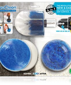 RevoClean 4 Piece Scrub Brush Power Drill Attachments-All Purpose Time Saving Kit-Perfect for Cleaning Grout, Tile, Counter, Shower, Grill, Floor, Kitchen, Blue & White 18 91yjq2 GiBL