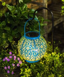 Homeimpro Solar Big Lantern Hanging Garden Outdoor Waterproof Decorative Lights Metal Table Lamp for Patio, Yard, Christmas Gift, 2023 New Updated Bottom Pattern (1Pack, Teal Blue) 33 91yk6VBWO7L