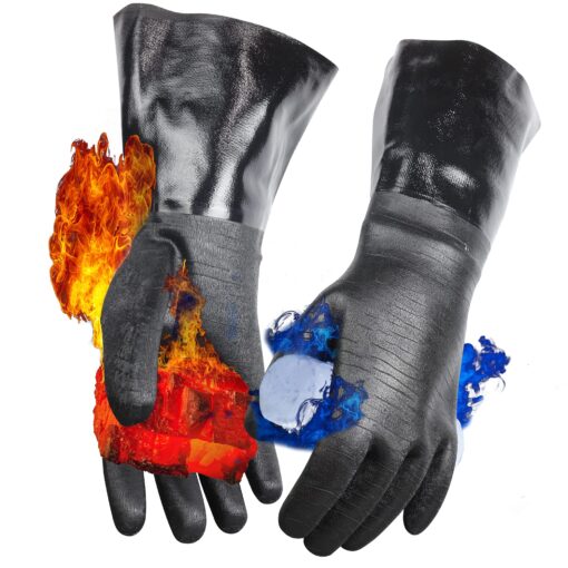 Artisan Griller BBQ, Smoker & Oven Glove- Insulated Heat Resistant for Fryer & Kitchen. Great Barbecue Smoking Oyster Mitt–Turkey Fryer, Oil,Fire & Water Resistant -(Size 10/XL – Black Neoprene) Size 10/XL - 13 Inch