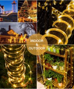 Eueasy 130 LED 42.7ft Solar Rope Lights for Outside with Waterproof PVC Tube,Solar String Lights,Outdoor Decor for Garden, Patio, Fence, Deck, Sidewalk, and Pathway in Warm White Polyvinyl Chloride Type I 9 91yrB5l0acL