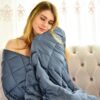 WONAP Bamboo Weighted Blanket | 100% Natural Bamboo Cooling with Premium Glass Beads | 15 lbs | 60"x80" Queen Size | for Adult and Kids | Heavy Blanket | Folkstone Grey Bamboo 60"x80" | 15 Lbs Folkstone Grey - Bamboo Blanket 24 91yuYuggvL