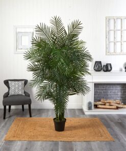 Nearly Natural 5390 Areca Palm UV Resistant Tree, 6.5-Feet, Green,85" x 9" x 9" 85" x 9" x 9" 17 91yyb6HwKL