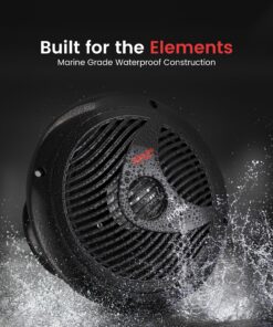 Pyle 6.5 Inch Dual Marine Speakers - 2 Way Waterproof and Weather Resistant Outdoor Audio Stereo Sound System with 150 Watt Power, Polypropylene Cone and Cloth Surround - 1 Pair - Pyle PLMR60B (Black) 23 91z5GetBm3L