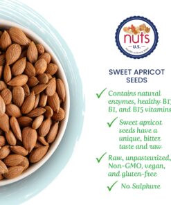 NUTS U.S. - Sweet Raw Apricot Kernels (Seeds) | Unpasteurized and Non-GMO | No Sulphure | Packed In Resealable Bags!!! (2 LB) 2 Pound (Pack of 1) 16 91z7CqOgECL