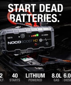 NOCO Boost HD GB70 2000A UltraSafe Car Battery Jump Starter, 12V Battery Booster Pack, Jump Box, Portable Charger and Jumper Cables for 8.0L Gasoline and 6.0L Diesel Engines 26 91z80v3A7KL