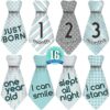 Original Stick'Nsnap (TM) Baby Monthly Onesie Stickers - Milestones for Multiple Events (Tie - Blue/Turquoise/Gray) Tie Tie - Blue/Turquoise/Gray