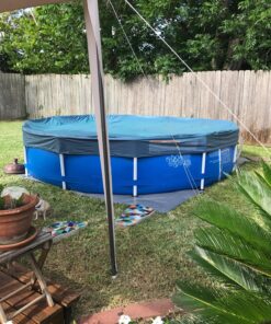 INTEX 28031E Pool Cover: For 12ft Round Metal Frame Pools – Includes Rope Tie – Drain Holes – 10in Overhang – Snug Fit 12-Foot 27 91zBdWydML