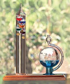 AcuRite 00795A2 Galileo Thermometer with Glass Globe Barometer, Barometer Set, Glass/Wood 30 91zHdTEbrL
