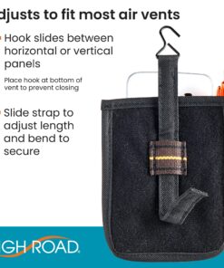 High Road Air Vent Mount Car Cell Phone Holder with Soft Lined Back Pocket and Front Mesh Storage Pocket Black 14 91zRQAje6WL