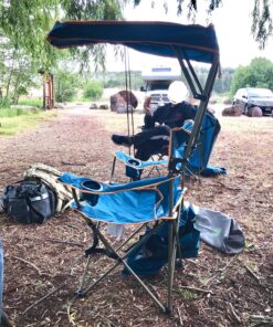 Quik Shade MAX Shade Relaxing Chair With Cup Holders, Foldable, Aluminum, Blue 58 91zRTuQt64L