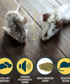 Alternative view of OurPets Play-N-Squeak Twice the Mice Cat Toy, 2pc (Interactive Catnip Toy, Real Mouse Electronic Sound) Twice the Mice (Pack of 2)