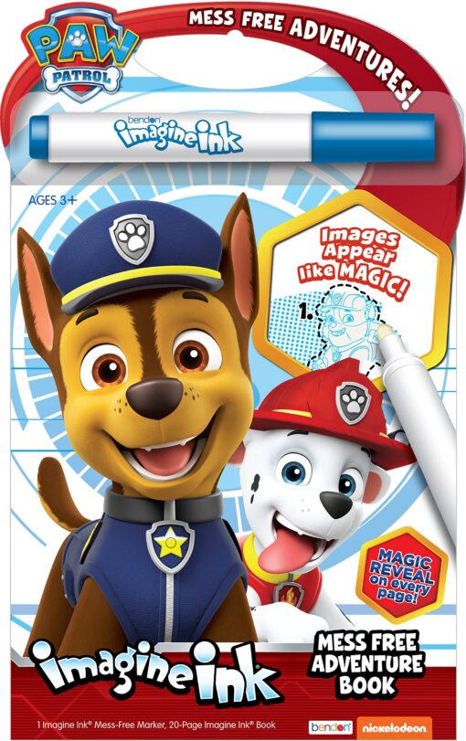 PAW Patrol 20 Page Imagine Ink Mess Free Coloring Game Book with 1 Mess Free Marker Bendon 14081