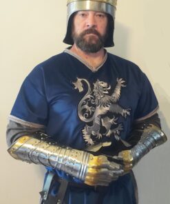 THOR INSTRUMENTS Medieval Articulated Gauntlets with Brass Accents Rustic Vintage Home Decor Gifts Silver 21 91zhGK44Q L