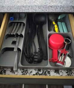 Joseph Joseph DrawerStore Kitchen Drawer Organizer Tray for Silverware Cutlery Utensils and Gadgets, Gray, 15.6 x 15.1 x 2.1 Inches Grey Large 26 91zkv dpjnL