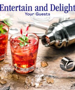 Nuvantee Cocktail Shaker Set,24 oz Martini & Drink Mixer w/ Built in Strainer, Measuring Jigger, Home Bartending Kit, Stainless Steel Martini Shaker 28 91zmCCkUwNL