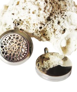 Coral Bliss Essential Oil Diffuser Necklace with Leakproof Locket - Hypoallergenic 316L Surgical Grade Stainless Steel 25mm Aromatherapy Jewelry (2 Chain Designs, 5 Reusable Pads, Microfiber Pouch) Traditional 13 91zpGPCcJIL