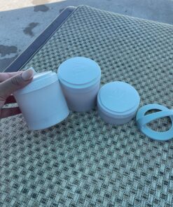 Whiskware Stackable Snack Containers for Kids and Toddlers, 3 Stackable Snack Cups for School and Travel, White and Grey 17 91ztgc7yHyL