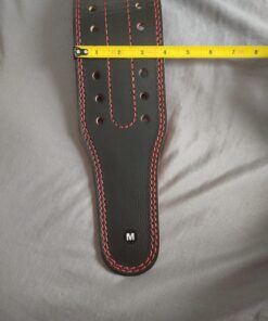 Weight Lifting Belt (5mm Thick) - Leather Weight Lifting Belt for Women & Men - Functional Workout Belt - Gym Belt for Weightlifting, Powerlifting, Squat & Deadlift - Adjustable Weightlifting Belt Black/Red Medium 60 A1 CTmro45L