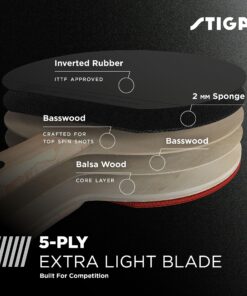 STIGA Titan Performance Ping Pong Paddle - 5-ply Ultra-Light Blade - 2mm Premium Sponge - Flared Handle for Premium Grip - Performance Table Tennis Racket for Advanced Play 16 A1 nEUKy2YL